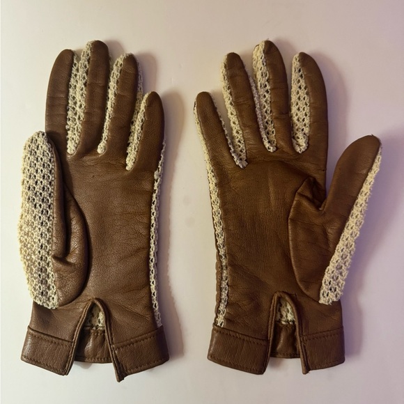 Authentic Vintage Crochet w/ Faux Leathertte Gloves in EUC - Picture 5 of 7